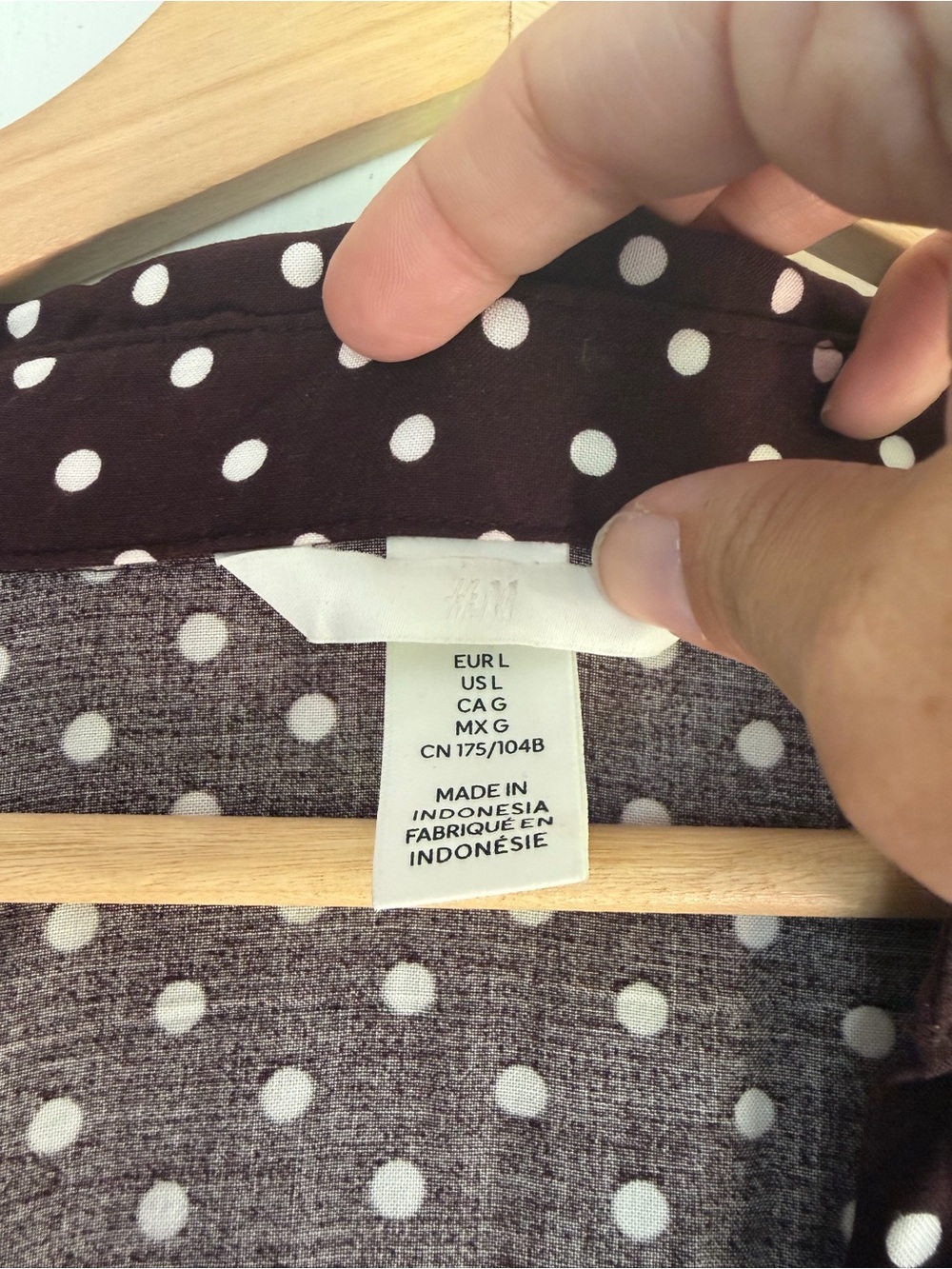 H&M Brown Polka Dot Button-Front Midi Dress - Picture 3 of 8